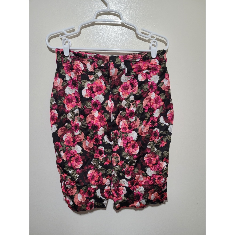 Banana‎ Republic Floral Pencil Skirt Womens 6 Black Pink Red Knee Length